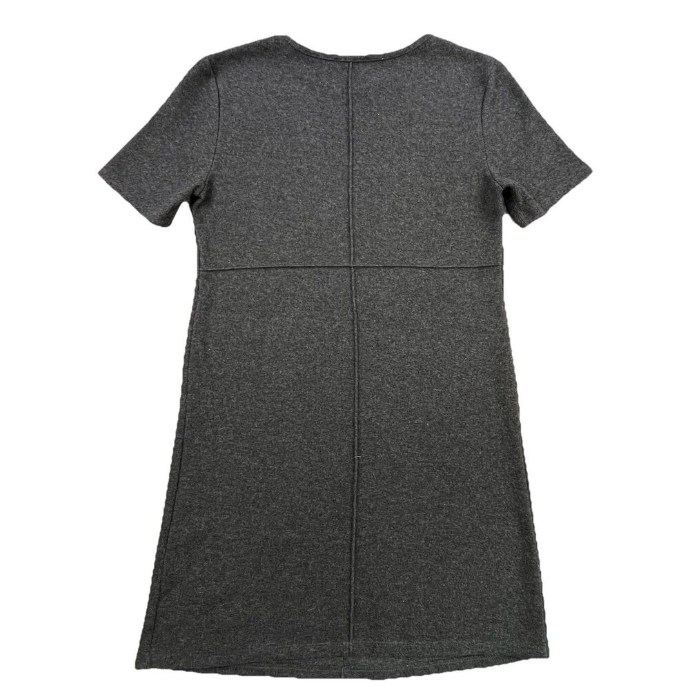 Zara Sweater Dress M Charcoal Gray Short Sleeve Inverted Seams Preppy Office - Picture 5 of 8